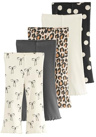 NEXT Mädchen Gerippte Leggings mit Schlag, 5er-Pack