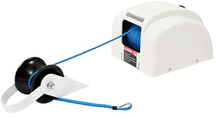 MEELRYD 12 V 45 pund båt ankarvinsch set med fjärrkontroll, elektrisk ankarvinsch inklusive 100 fot nylon ankarlina, 20 kg lastkraft, båtankarvinsch för fiskebåt, snabbbåt och motorbåt upp till 24 fot