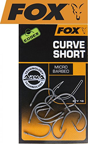 Fox Edges Armapoint Curve Shank Short Hooks - 10 Karpfenhaken, Angelhaken zum Karpfenangeln, Haken für Karpfen, Boiliehaken, Größe:5