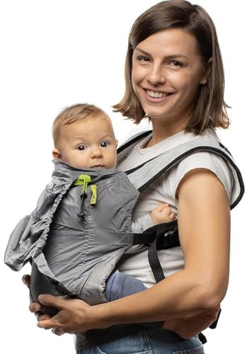 Boba Air Federleichte Babytrage und Kindertrage - Baby Trage ab 3 Monaten (7-20kg) - Kindertragerucksack und Baby Tragetasche mit 2 Tragepositionen (Bauch/Rücken) - Grau