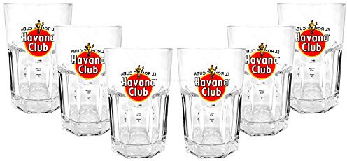 Havana Club Rum Longdrink Glas Gläserset - 6x Gläser 2/4cl geeicht Verschiedene Muster