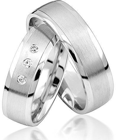 2x Platin Eheringe Partnerringe Trauringe Verlobungsringe inkl. Gravur und Steine PTJC10-600