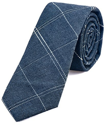 DonDon Herren Krawatte 6 cm gestreift Baumwolle jeansblau