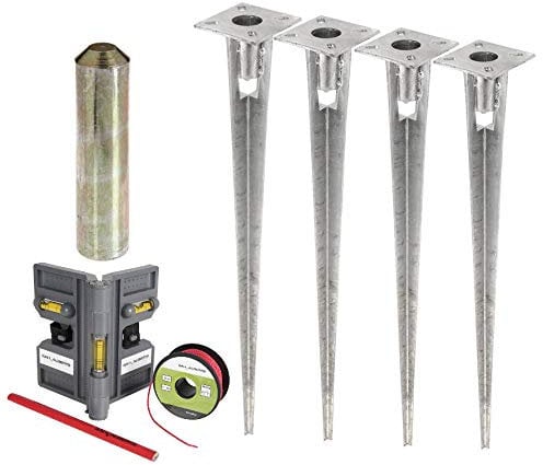 4x Einschlag Bodenh?lse f?r Zaunpfosten-Durchmesser 38 mm inkl. Werkzeug im Set