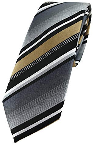 TigerTie - schmale Designer Krawatte in gold silber grau weiss schwarz gestreift
