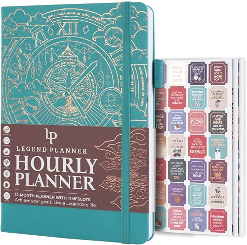 Legend Planner Stundenplan Edition – Deluxe Wochenplaner & Tagesplaner mit Zeitschlitzen Zeitmanagement Terminkalender für Arbeit & Privatleben Undatiert A5 Größe Hardcover – Viridian Green, Goldfolie