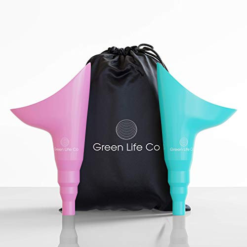 Green Life Co Kit orinatoio femminile X2 – dispositivo da viaggio e imbuto per pipì da donna – borsa da trasporto discreta – campeggio, escursionismo, attività all'aperto e kit completo con