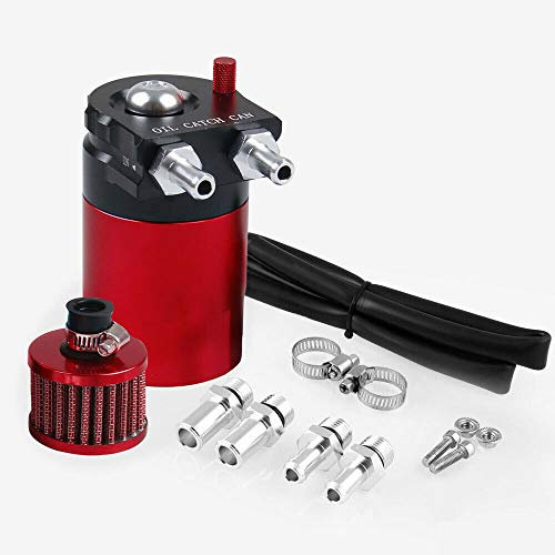Riloer Lata de Captura de Aceite Universal, Respiradero de Filtro de Aire de 300 ml, Separador de Motor, Tanque y Receptor para Automóvil (Rojo)