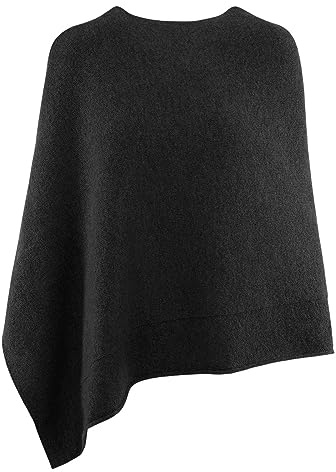 Giesswein Merino Lambswool Poncho - Feinstrick Überwurf aus Merinowolle | Damen Wollcape mit Rundhalsausschnitt & asymmetrischem Schnitt – vielseitiger Lagen-Look für City, Büro und Übergangszeit