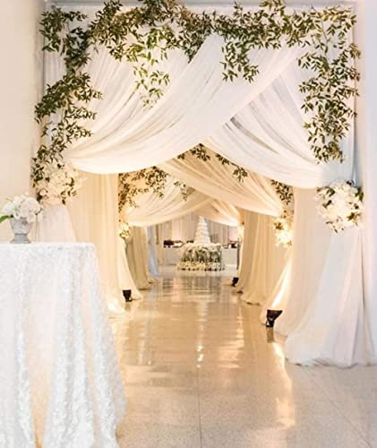 ShinyBeauty White Sheer Chiffon Curtains 2 Panels 29x108-Inch Sheer Voile Chiffon Fabric Draping Panels for Wedding Photography Backdrop Drapes