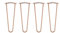 Lot de 4 pieds en épingle à cheveux avec pieds de protection de sol et vis – 35 cm 2 tiges / 10 mm, cuivre or rose