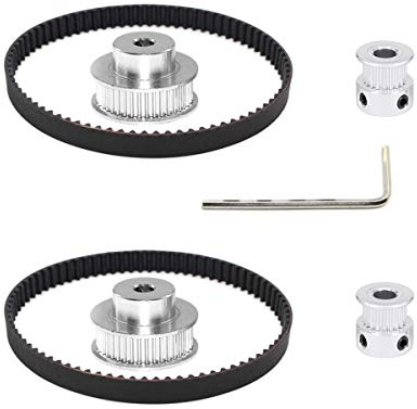 Befenybay 2Kit 2GT Synchronrad 20 & 40 Zähne Aluminium-Zahnscheibe mit 6,35 mm Bohrung und 2 Stück Länge 200 mm Breite 6 mm Riemen (20-40T-6,35B-6)