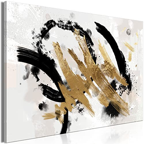 decomonkey Bilder Abstrakt 120x80 cm 1 Teilig Leinwand Bilder Bild auf Leinwand Vlies Wandbild Kunstdruck Wanddeko Wand Wohnzimmer Wanddekoration Deko Modern Line Art Schwarz