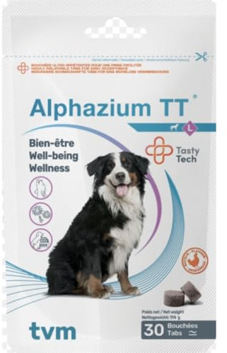 TVM Alphazium TT | 30 Stück | Größe L - Für große Hunde | Ergänzungsfuttermittel für gestresste Hunde und Katzen | Für außergewöhnliche Situationen wie z.B. Tierarztbesuche