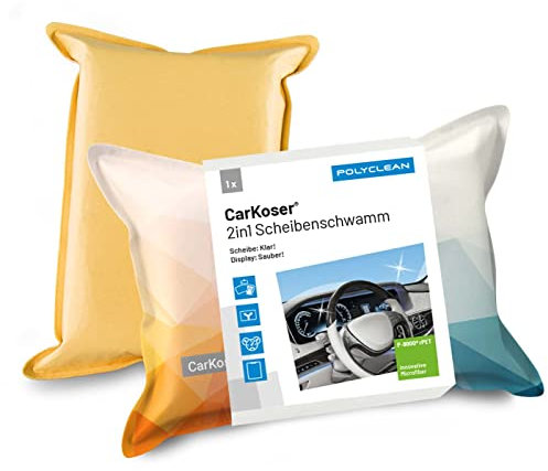 POLYCLEAN 2X CarKoser 2-in-1 Scheiben Schwamm Auto – Anti Beschlagen Auto Schwamm – Schwamm für Autoscheibe und Display (Tricolor 14 x 9 x 4 cm) – Fensterschwamm Auto Innen Auto Schwamm Innenraum