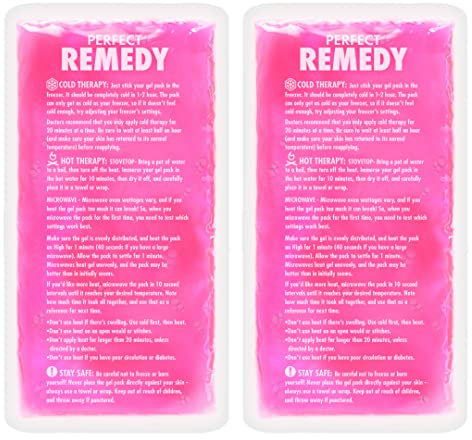2 PACK Bolsa Gel Frío para Lesiones Reutilizables (28 cm x 14 cm) - Bolsa Gel Frío y Caliente Flexible y Suave para Alivio del Dolor de Rodilla, Espalda Cuello Tobillo y Rehabilitación (Rosa)