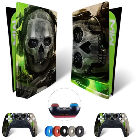 MaD Vision® Extra-Haltbares Skin-Set aus Vinyl für PS5 Disc + 5 Paar Aiming Rings | Kratzfestes Aufkleber-Set für Playstation 5 + 2 Controllers – für Call of Duty|COD Design