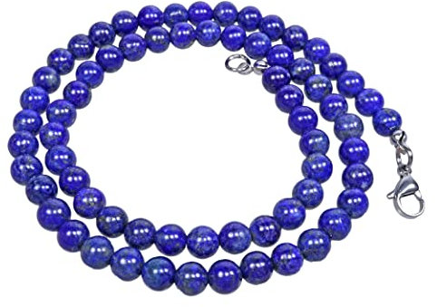 Lebensquelle Plus Lapislazuli Kugelkette | Ø 6mm Kugeln mit Karabinerverschluss 45 cm lang | Hochwertige Lapislazuli Edelsteine Kette
