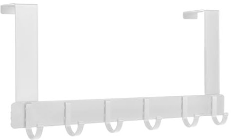 lmytdo Over Door Hanger, Heavy Duty Over Door Hooks, 6 Hooks Door Coat Hanger Space Saving Over Door Organizer Rack for Bathroom, Bedroom Hanging Coat, Towel, Bag, Robe, Bearing Weight 20kg (White)