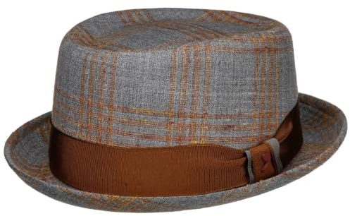 Alfonso D’Este Milavo Pork Pie Stoffhut Wollhut Seidenhut Merinohut Leinenhut Pork-Pie-Hut Herren - Made in Italy mit Futter, Ripsband Sommer Frühling-Sommer