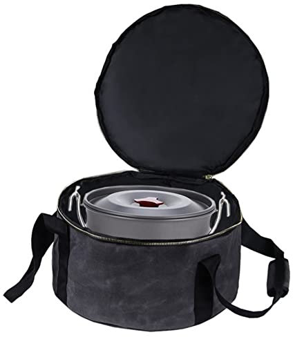 Raxove Dutch Oven Tragetasche,12 Zoll Dicke Canvas-Organizer-Tasche mit Griff - Tragbare Kochgeschirrtasche Campingzubehör für die Aufbewahrung von Feuertöpfen