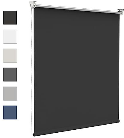 Verdunklungsrollo Klemmfix ohne Bohren 90x120cm(BxH) Schwarz Thermorollo Sonnenschutz und Sichtschutz Rollo für Fenster & Tür