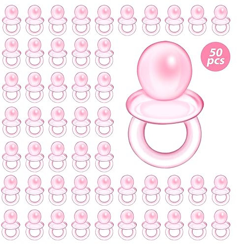 Ciucci in plastica per baby shower, 50 pezzi, 2,2 cm, mini neonati per baby shower, decorazione per baby shower, mini ciucci in acrilico per battesimo, baby shower, compleanno, festa della mamma