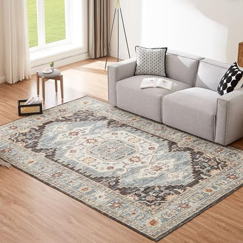 CHOSHOME Teppich Wohnzimmer 200x290CM Waschbar in Waschmaschine Teppich Schlafzimmer Braun Boho Teppiche Vintage Flauschiger Kurzflor In und Outdoor Teppiche rutschfest