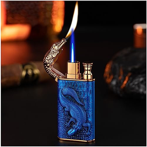 Haodada Coole Feuerzeuge, magisches Doppel Flammen feuerzeug, Dual Arc Wind-Proof Direct Jet Blue Fire-Nachfüllbares Vintage Feuerzeug für Dad Boyfriend Geburtstag Einzigartiges Geschenk