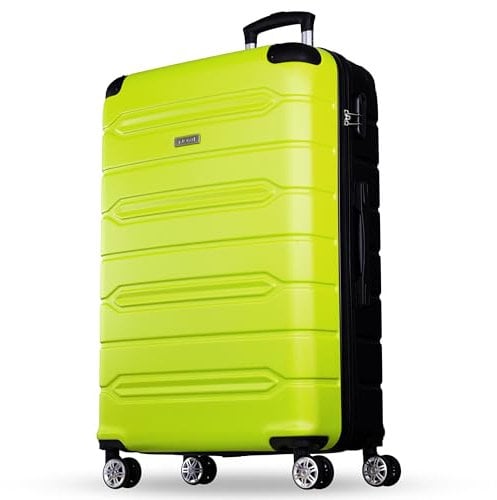 NOWI Hartschalenkoffer XL Groß - 96L Volumen - 8 Rollen 360° Drehbar - Leichter ABS Trolley mit Zahlenschloss & Teleskopgestänge - Reisekoffer (Lime, XL)