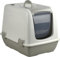 Cat Litter Box Closed Toilet With Clear Door Flap (Grey)