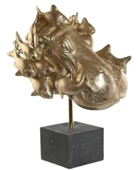 Home ESPRIT Dekofigur Schwarz Gold Nilpferd 33 x 21,5 x 45 cm