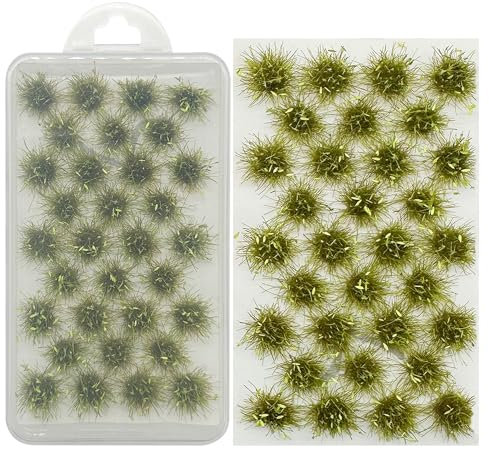 Woohome 32 PCS Static Grass Tuft Zart Grün Selbstklebende Statische Grass Statisches Grasbüschel Miniatursträucher Büsche für Miniatur Tabletop Spiele Modelleisenbahn Geländeb