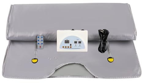Couverture de sauna infrarouge 2 zones, 70,8 x 31,4 cm dans un tapis chauffant, couverture chauffante avec télécommande, couverture de sauna infrarouge lointain, perte de graisse, thérapie thermique