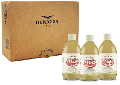 De Nigris 1889 Cofanetto Benessere Aceto Di Mele Con Madre Non Filtrato e Biologico MelaMadre - 3x500ml | Aceto Di Mele Biologico Non Pastorizzato Senza Glutine | Aceto Di Mele Con Madre