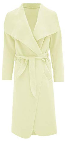 Women Long Waterfall Italian Duster Coat, Ladies Long Sleeve Oversized French Belted Trench Open Jacket, Adult Celebrity Winter Cardigan Cape With Pockets UK Plus Size 8-22, (Cream -8-10)