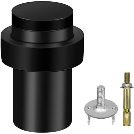 Door Stop, Door Stoppers for Floor, 50mm Floor Door Stops Indoors Door Stopper for Skirtings, Stainless Steel Heavy Duty Doorstop with Sound Dampening Rubber Bumper Wall Protector