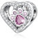 Alstiva Pfotenabdruck Herz Charm 925 Sterling Silber 5A Zirkonia Charm Anhänger für Armband Charm Bead Pendant für Europäische Armbänder Halsketten Schmuck Geschenk für Damen Frauen