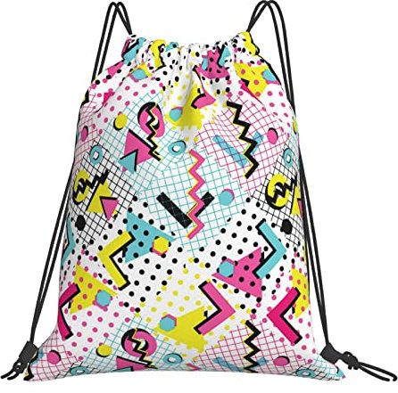Turnbeutel 80Er Jahre Vintage Gymsack Verstellbar Tunnelzug Gymsack Wasserdicht Sportbeutel Für Schwimmen Schule Reisen 36x42cm