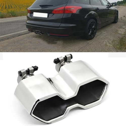 LwwGji Auto-Auspuffspitzen-Schalldämpferrohr für Ford Focus ST 2017, Endschalldämpfer, Auspuffdüse, 2 Stück/Set, Edelstahl