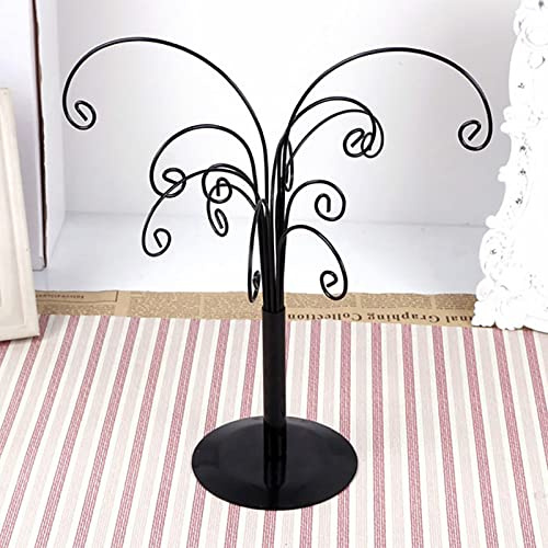 Présentoir D'arbre D'ornement de 10,6 Pouces, Décor Rotatif, Présentoir Décoratif de Table en Métal Noir avec Plusieurs Crochets, Présentoir pour Ornements, Globes en Verre, Boules et(2 pièces)