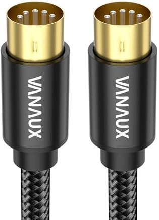 VANAUX MIDI Cable 6FT, Male to Male 5-Pin MIDI Cable Compatible with MIDI Keyboard, Keyboard Synth, Rack Synth, Sampler, External Sound Card, Sound Source and More-Black