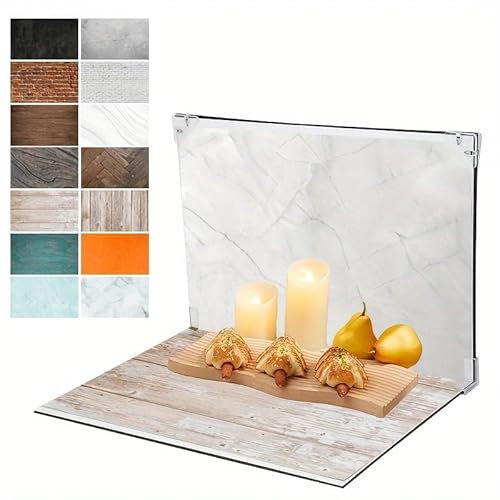 Fotohintergründe für Lebensmittelfotografie, 7 Stück, 14 Muster, kleines Produkt, Hintergrund-Tischplatten-Set, Flache Requisiten für Schmuck, Kosmetik, Make-up, 40,6 x 29,2 cm (Black White Brown)