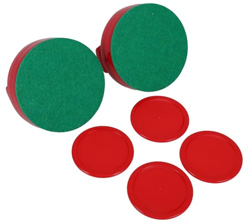 FOYTOKI Airhockey Pucks Und Schläger Set Mit 2 Roten Schiebern Und 4 64Mm Hockeypucks Für Tischhockey Ersatzteile Für Spielzimmer Und Party Spaß