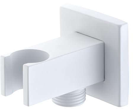 IMEX - Soporte Ducha Pared Regulable | Soporte Alcachofa Ducha Ajustable | Soporte Redondo Mango | Color Blanco Mate