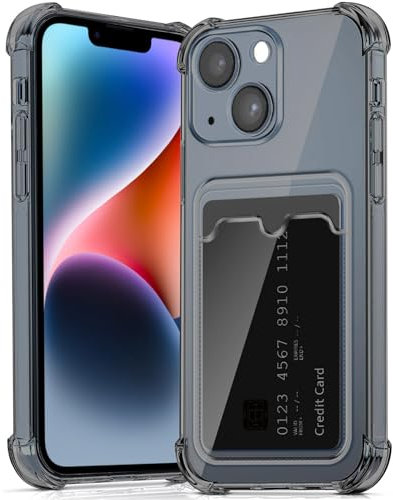 ÁRBOLORO Coque pour iPhone 14 Etui Transparente avec Fente Carte TPU Silicone Protection Housse Soft Bumper Anti-Choc Anti-Rayure Case pour iPhone 14, Noir