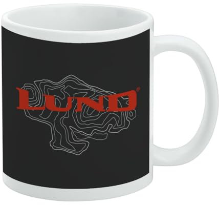 Lund Fish Finder Logo Keramik Kaffeetasse Neuheit Geschenk Tassen für Kaffee, Tee und heiße Getränke, 325 ml, Weiß
