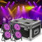 DELIBANG 4 Stück 200W 18 LED Par Bühnenlicht + 1 Stück Flightcase -Set, RGB+UV 8CH Par LED Strahler, Auto/Strobe/DMX512/Master-Slave/Leises Scrollrad/Hartschale/Baumwolle Futter/62,5 x 41 x 45,5 cm