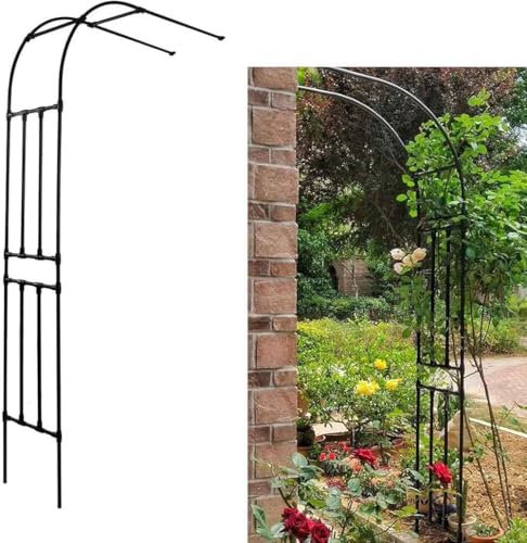MISKYN Metall Rosenbogen Garten Halbbogen Rankhilfe Rankgitter Torbogen Für Kletterpflanzen Verzinkt Halb-Rosenbogen Witterungsbeständig,Schwarz,60 * 240cm