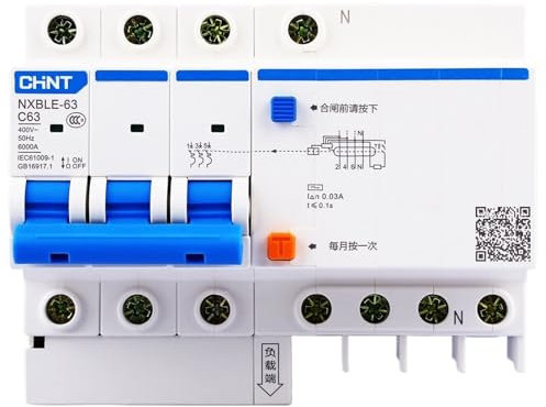 EWWFGUR NXBLE-63 3P+N 6A 10A 16A 20A 25A 32A 40A 50A 63A Disjoncteur différentiel à Courant résiduel RCBO(50A)